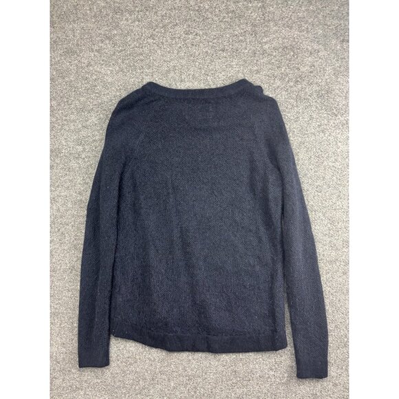 Abercrombie & Fitch Sweater Womens Medium Navy Textured Knit Zip Shoulder Detail - Picture 6 of 6